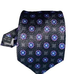 Beau Brummel Soho Dot Necktie Made In Italy 100% Silk Tie Elegant Lavender Black